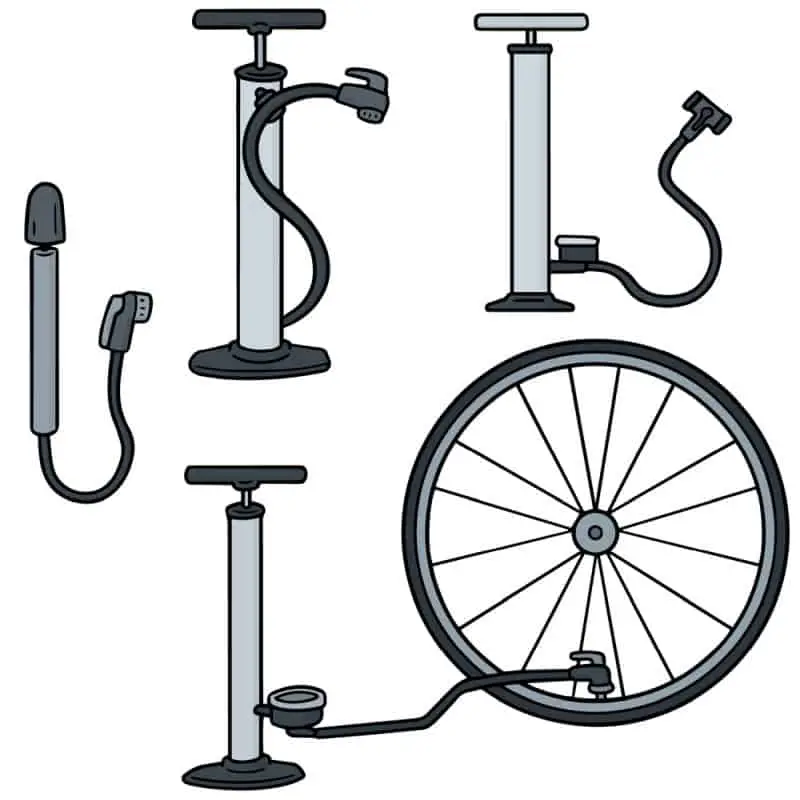 Vector set of bicycle pump